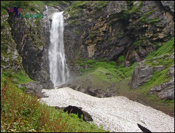 A waterfall near Ghangaria Village A waterfall near Ghangaria Village