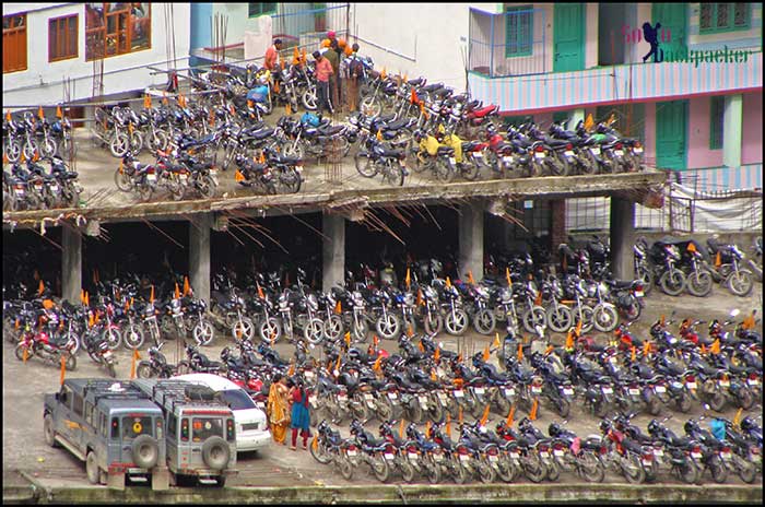 Bikes parked at Govindghat